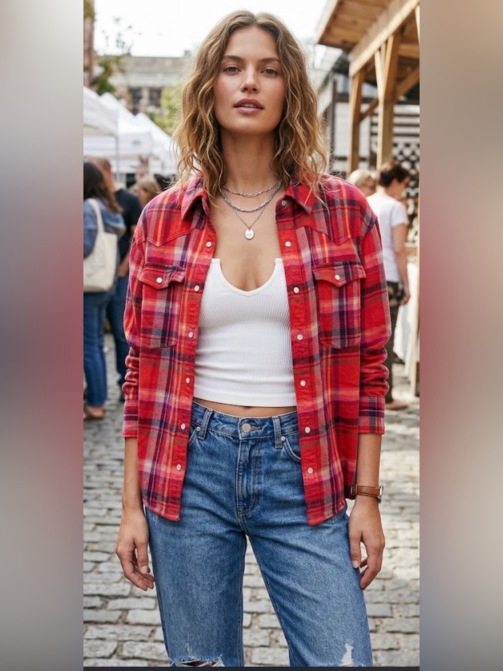 We The Free Plaid button down